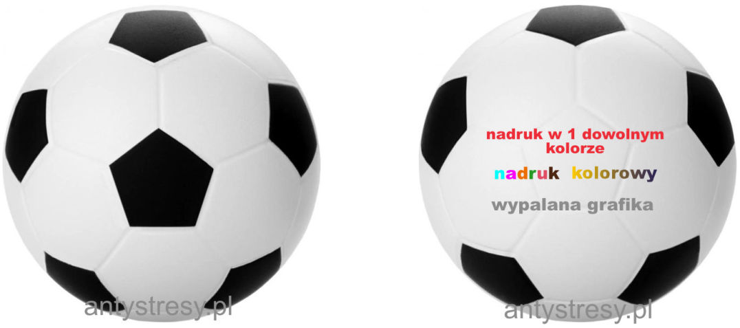 Czarna futbolowa piłeczka antystresowa reklamowa z nadrukiem, z logo, 63 mm