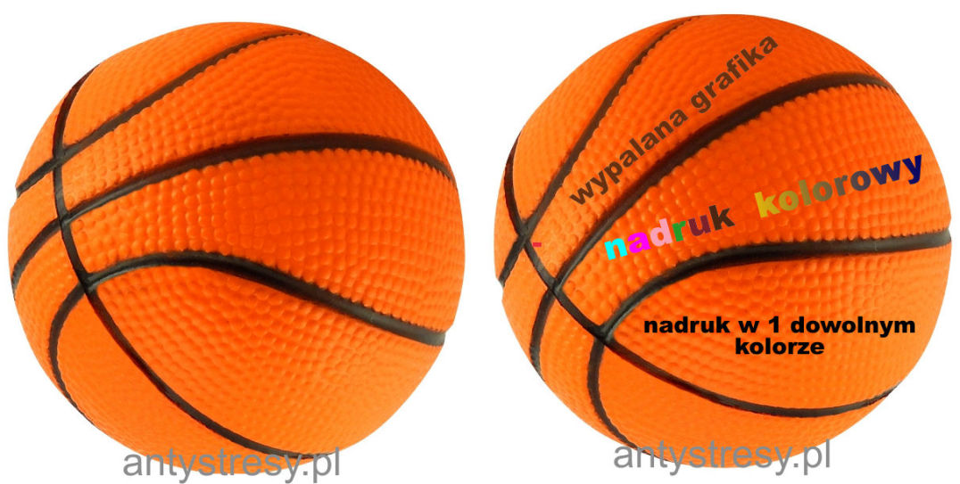 Koszykowa piłeczka antystresowa reklamowa z nadrukiem, z logo, 63 mm