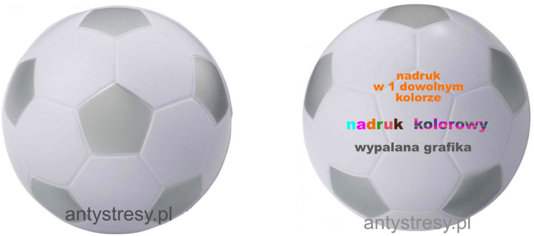 Srebrne łatki piłka nożna antystresowa reklamowa z nadrukiem, z logo.