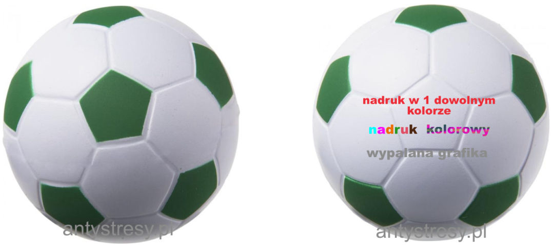 Zielona futbolowa piłeczka antystresowa reklamowa z nadrukiem, z logo, 63 mm