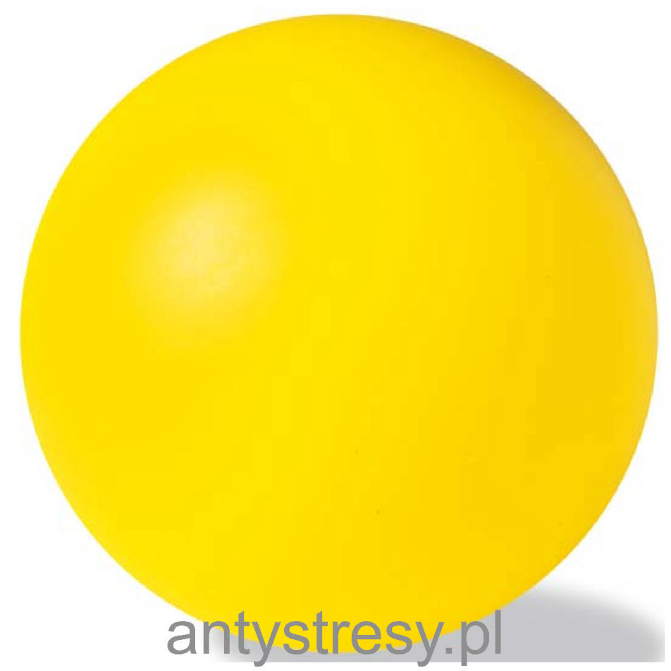 Żółta piłeczka antystresowa reklamowa. Średnica 63 mm